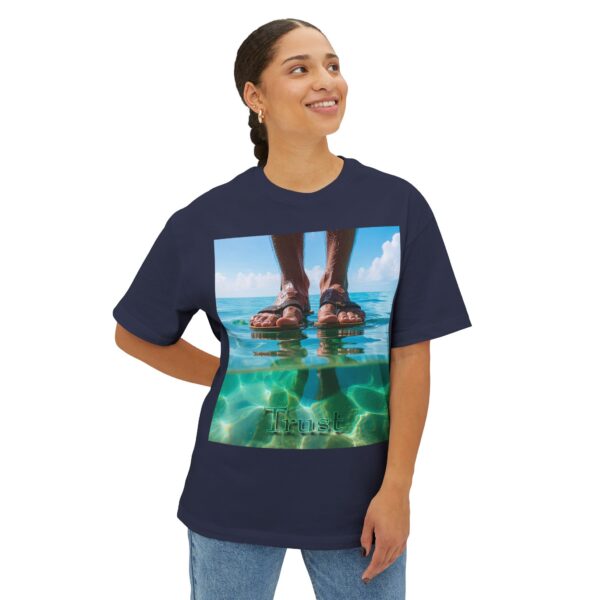 Christian Unisex Tee, Oversized T-Shirt for Men and Women, with "Trust" design Inspirational Faith Apparel, Walk on Water Design - Image 35