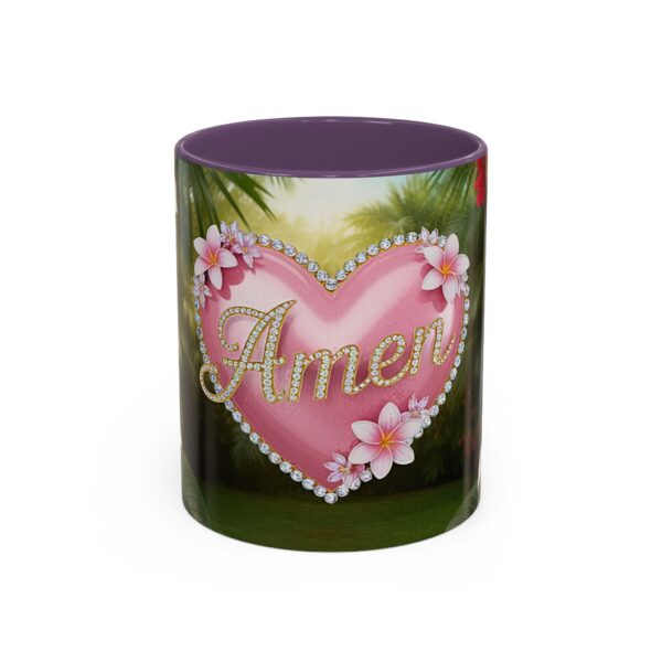 Our "Amen" Inspirational 'Solid Pink Heart' design Accent Coffee Mug, Perfect for Wedding Gifts, Love & Faith Decor, Philippians 4:8 - Image 45