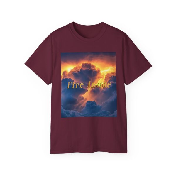 Our Inspirational "Fire Inside" tropical storm Design Vintage Christian Faith Apparel Unisex Cotton T-Shirt, God is Light, Philippians 4:8 - Image 2