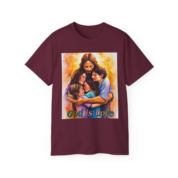 Our "God is Love" series with Jesus hugging a SMALL FAMILY Inspirational Christian Unisex Cotton T-Shirt, Faith Spiritual Apparel, Love Gift - Image 14