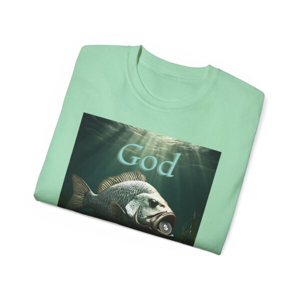 Our "God WILL Provide" design with a Fish with a Coin in its mouth Inspirational Christian Unisex Cotton T-Shirt, Faith Spiritual Apparel - Image 32