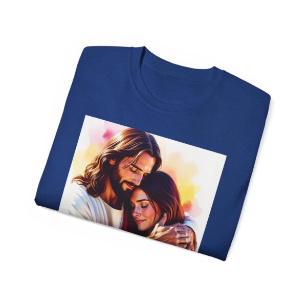 Our "God is Love" series with Jesus hugging a YOUNG LADY, Inspirational Christian Unisex Cotton T-Shirt, Faith Spiritual Apparel, Love Gift - Image 41