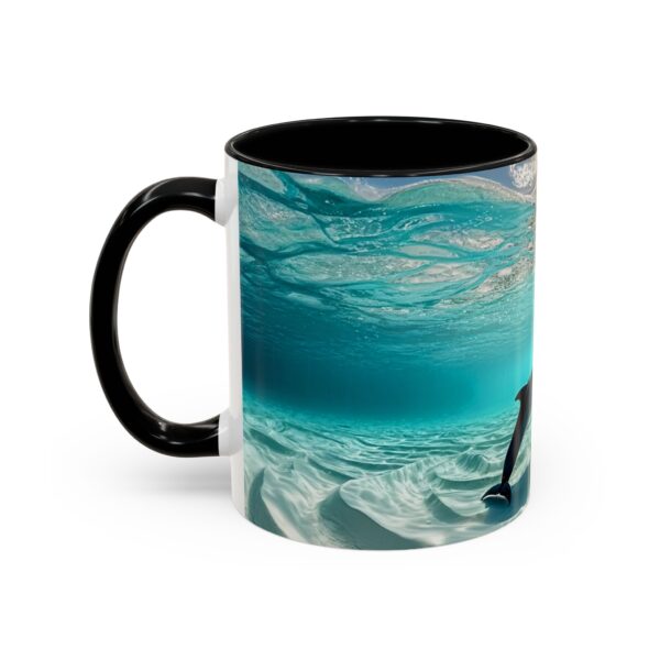 Our "Dolphins at Rest" design Accent Coffee Mug, Perfect for Wedding Gifts, Inspirational Decor, Beauty of God's Creation, Tea Cup, Ceramic - Image 3