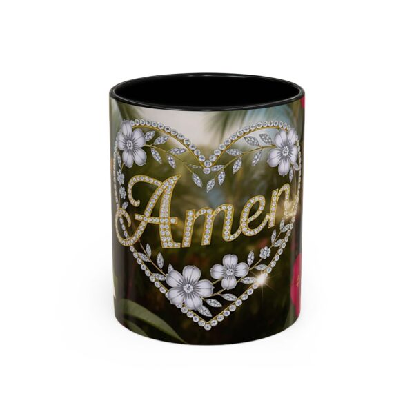 Our "Amen" Inspirational 'Diamond Ring Heart' Design Accent Coffee Mug, Perfect for Wedding Gifts, Love & Faith Decor, Philippians 4:8