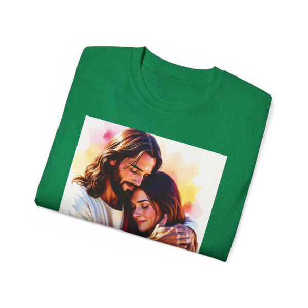 Our "God is Love" series with Jesus hugging a YOUNG LADY, Inspirational Christian Unisex Cotton T-Shirt, Faith Spiritual Apparel, Love Gift - Image 33