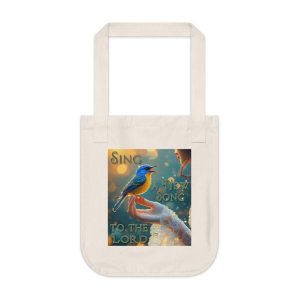 100% Organic 2-Sided Canvas Tote Bag 'Song Bird' "Sing a New Song' Eco-Friendly Cat Lover Gift Inspirational Reusable Shopping Bag - Image 3