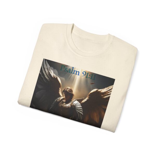 Our Guardian Angel, Psalm 91 "He gives his angels charge over thee" Inspirational Christian Design Unisex Cotton T-Shirt, Faith Apparel - Image 20