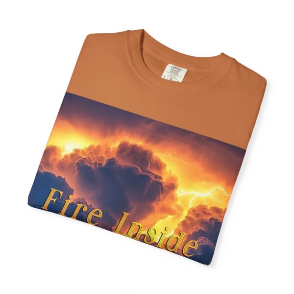 Garment-Dyed Unisex T-Shirt, with our 'Storm Light' "Fire Inside" design! Summer Casual Wear, Relaxed Style Inspirational Tropical Storms - Image 15