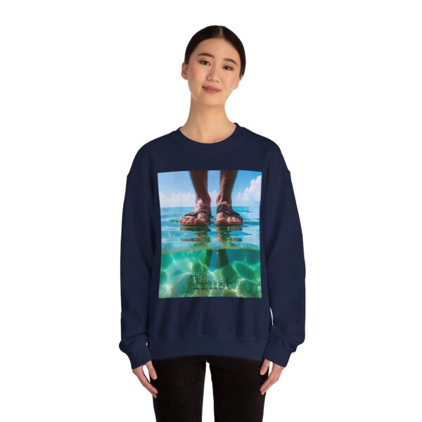Crewneck Sweatshirt with our "Trust" 'Walk on water' Inspirational Design. Vintage Christian Apparel, Gospel Sweatshirt, Faith Fashion Sweatshirt, Unisex Heavy - Image 18