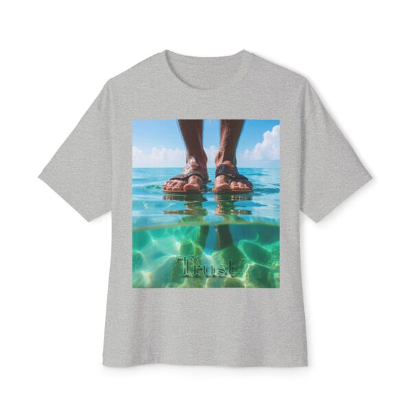 Christian Unisex Tee, Oversized T-Shirt for Men and Women, with "Trust" design Inspirational Faith Apparel, Walk on Water Design - Image 29