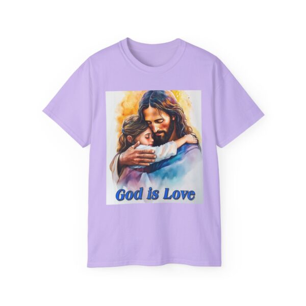 Our "God is Love" series with Jesus hugging a LITTLE GIRL, Inspirational Christian Unisex Cotton T-Shirt, Faith Spiritual Apparel, Love Gift - Image 46