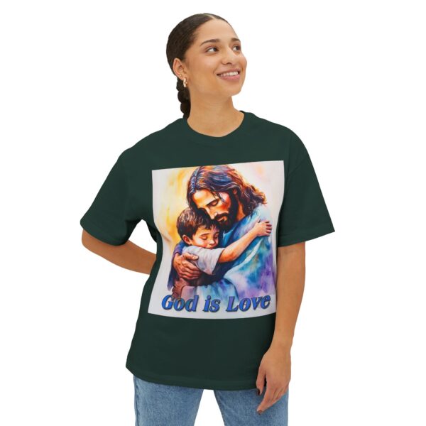 Our "God is Love" series with Jesus hugging a small boy! Christian Unisex Tee, Oversized T-Shirt, Inspirational Shirt, Faith Apparel - Image 27