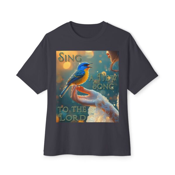Inspirational Unisex Tee, Oversized T-Shirt for Men and Women, with our 'Song Bird' "Sing a New Song" design! Faith Apparel, Biblical - Image 21