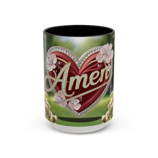 Our "Amen" Inspirational 'Elaborate Red Flowers Heart' design Accent Coffee Mug, Perfect for Wedding Gifts, Love & Faith Decor, Philippians 4:8 - Image 17
