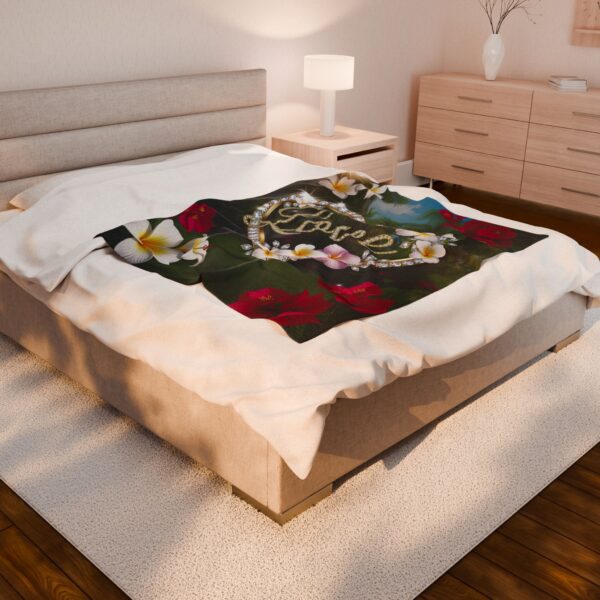 Our Beautiful "LOVE" Inspirational 'Diamond Ring Heart' Design Velveteen Plush Throw Blanket, Cozy Gift for Anniversary, Home Decor Bedding - Image 8