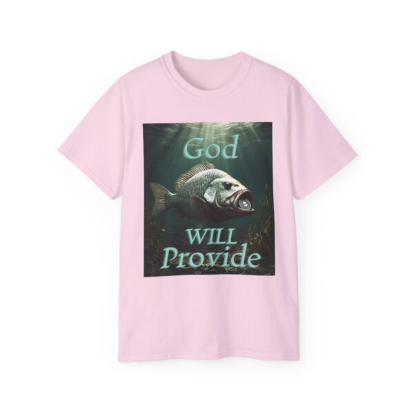 Our "God WILL Provide" design with a Fish with a Coin in its mouth Inspirational Christian Unisex Cotton T-Shirt, Faith Spiritual Apparel - Image 49
