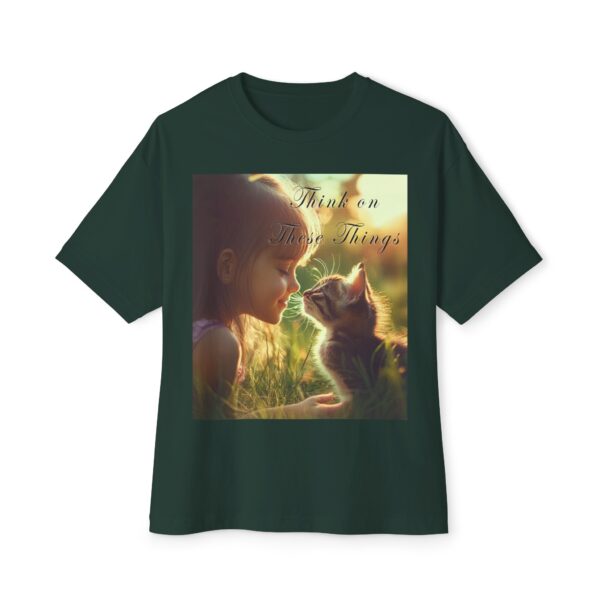 Inspirational Unisex Tee, Oversized T-Shirt for Men and Women, with 'Kitten Kisses' "Think on these things" design Faith Apparel, Biblical - Image 25