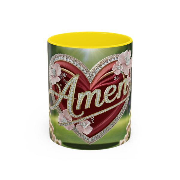 Our "Amen" Inspirational 'Elaborate Red Flowers Heart' design Accent Coffee Mug, Perfect for Wedding Gifts, Love & Faith Decor, Philippians 4:8 - Image 49