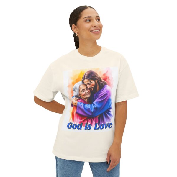 Our "God is Love" series with Jesus hugging Grandmother, Christian Unisex Tee, Oversized T-Shirt, Inspirational Shirt, Faith Apparel - Image 15