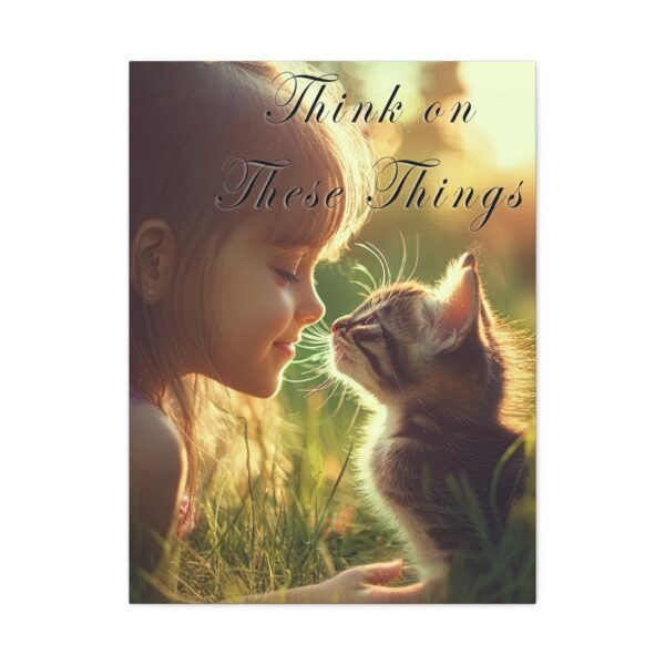 Inspirational matte Canvas Wall Art, with our 'Kitten Kisses' "Think on these things" design Christian Home Decor, Uplifting Faith-Based Art - Image 9