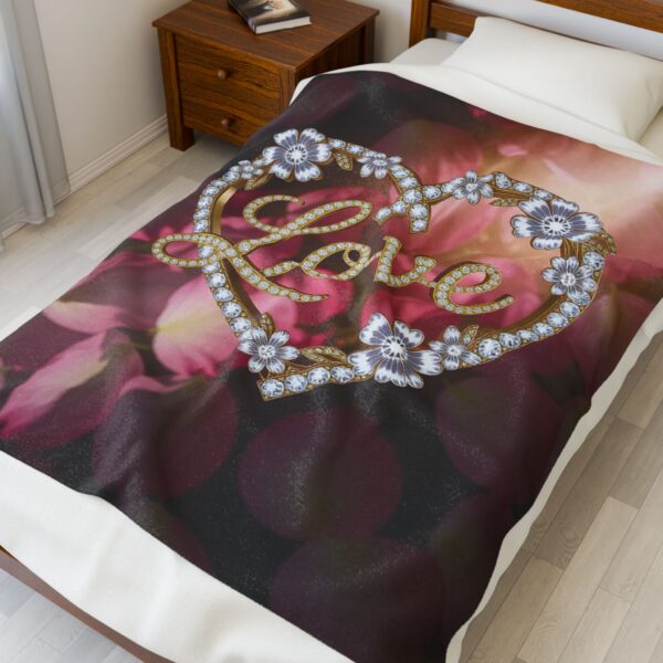 Our Beautiful "LOVE" Inspirational 'Petals' Velveteen Plush Blanket - A Cozy Gift for Anniversary, Wedding, Home Decor. Throw, Bedding - Image 7