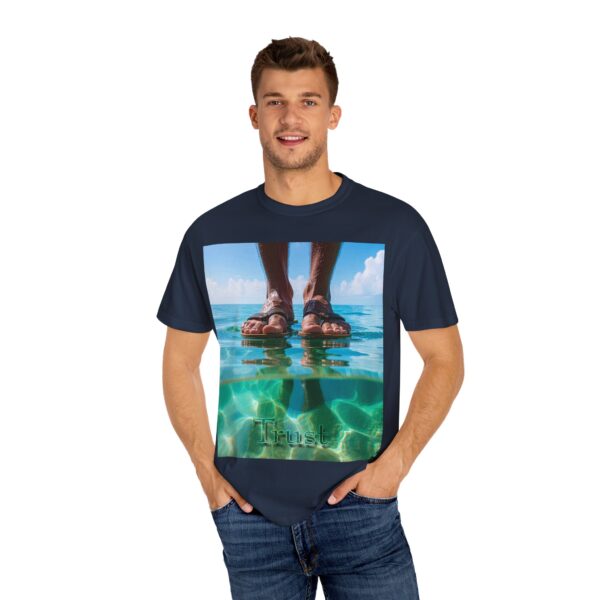 Garment-Dyed Unisex T-Shirt, Walk on Water "Trust" Graphic Design Tee, Summer Casual Wear, Beach Day Outfit, Ocean Lover Gift, Relaxed Style - Image 44