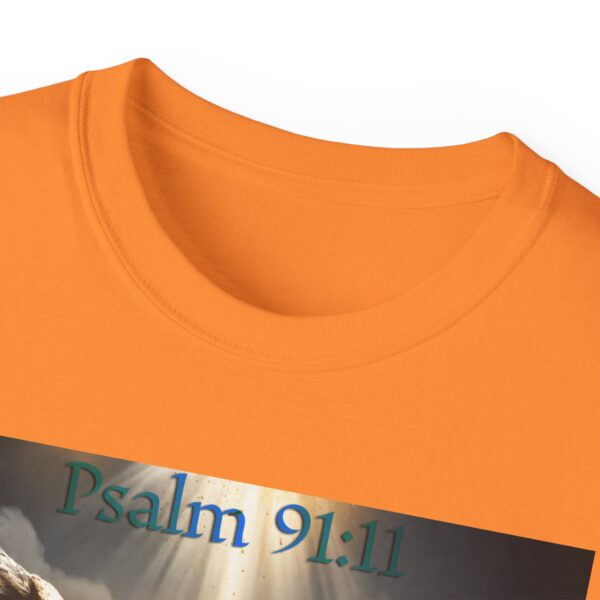 Our Guardian Angel, Psalm 91 "He gives his angels charge over thee" Inspirational Christian Design Unisex Cotton T-Shirt, Faith Apparel - Image 15