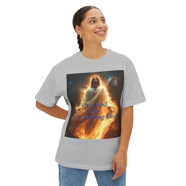 Our majestic "Our God is a Consuming Fire"  Inspirational Bible Christian Unisex Tee, Oversized Shirt, Boxy Top, Spiritual Tshirt, Gift - Image 31
