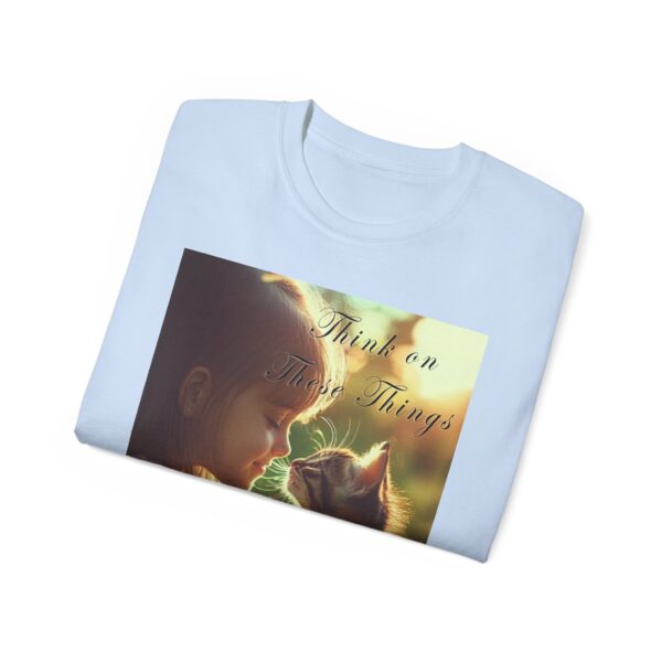 Inspirational 'Kitten Kisses' "Think on these things" Vintage Christian Faith Apparel Unisex Cotton T-Shirt, Pet Lover Cute Thoughtful Quote - Image 36