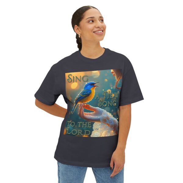 Inspirational Unisex Tee, Oversized T-Shirt for Men and Women, with our 'Song Bird' "Sing a New Song" design! Faith Apparel, Biblical - Image 23