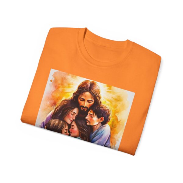 Our "God is Love" series with Jesus hugging a SMALL FAMILY Inspirational Christian Unisex Cotton T-Shirt, Faith Spiritual Apparel, Love Gift - Image 13