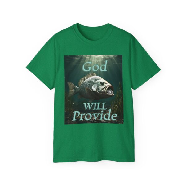 Our "God WILL Provide" design with a Fish with a Coin in its mouth Inspirational Christian Unisex Cotton T-Shirt, Faith Spiritual Apparel - Image 33