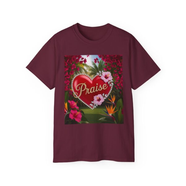 Our "Praise" Inspirational 'Solid Red Heart Design Vintage Christian Faith Apparel Unisex Cotton T-Shirt Thoughtful Quote Philippians 4:8 - Image 19