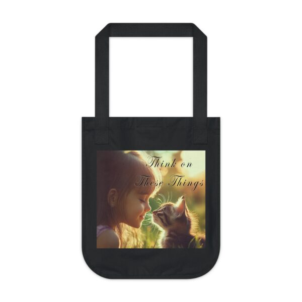 100% Organic 2-Sided Canvas Tote Bag 'Kitten Kisses' "Think on These Things' Eco-Friendly Cat Lover Gift Inspirational Reusable Shopping Bag - Image 6
