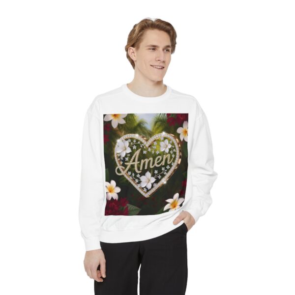 Our Unisex Inspirational Sweatshirt with our "Amen" 'Diamond Ring Heart' design! Philippians 4:8 Comfort, Jumper, Gift Faith Gospel Apparel - Image 3