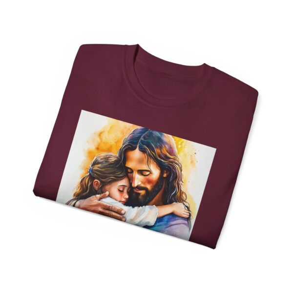 Our "God is Love" series with Jesus hugging a LITTLE GIRL, Inspirational Christian Unisex Cotton T-Shirt, Faith Spiritual Apparel, Love Gift - Image 16