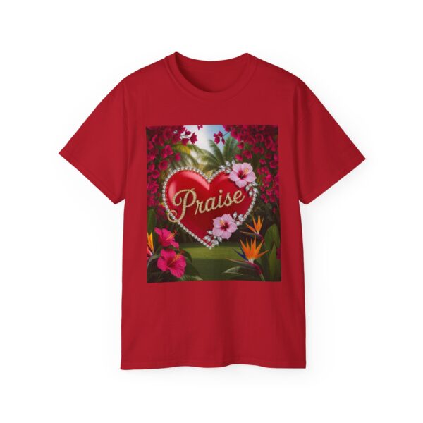 Our "Praise" Inspirational 'Solid Red Heart Design Vintage Christian Faith Apparel Unisex Cotton T-Shirt Thoughtful Quote Philippians 4:8 - Image 59