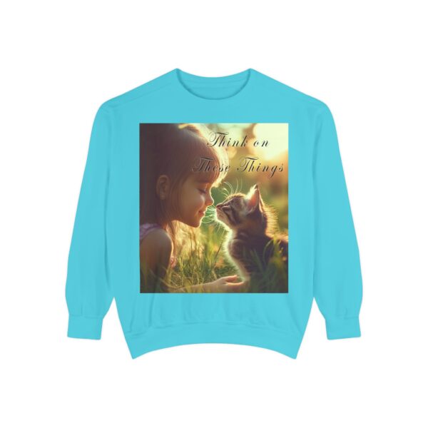 Sweatshirt Unisex Inspirational 'Kitten Kisses' "Think on these things". Christian Apparel, Faith-Based Comfort, Jumper, Gift for Believers - Image 30