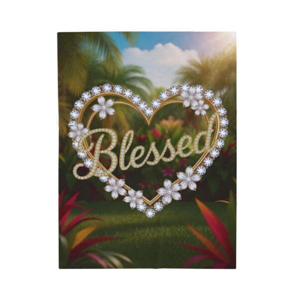 Our Beautiful "BLESSED" Inspirational 'Diamond Ring heart' Design' Velveteen Plush Throw Blanket, A Cozy Gift for Anniversary, Home Faith Decor Bedding - Image 9