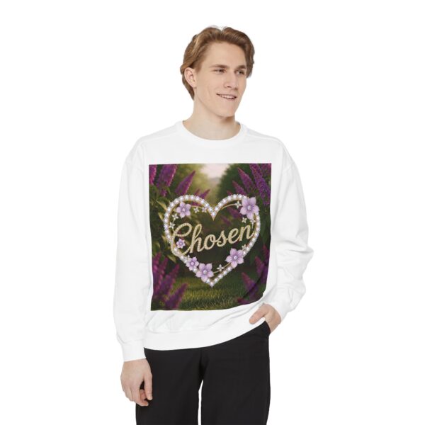 Sweatshirt Unisex Inspirational "Chosen" 'Diamond Ring Heart' Christian Apparel, Faith-Based Comfort, Jumper, Gift for Believers - Image 3