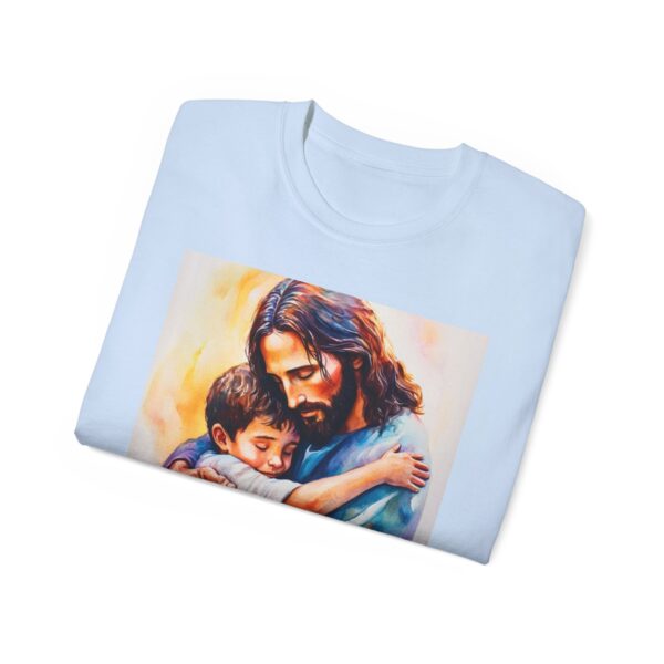 Our "God is Love" series with Jesus hugging a LITTLE BOY Inspirational Christian Unisex Cotton T-Shirt, Faith Spiritual Apparel, Love Gift - Image 36