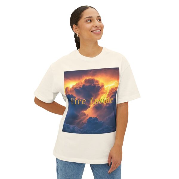 Inspirational Unisex Oversized T-Shirt for Men and Women, with our 'Storm Light' "Fire Inside" design! Beauty of Creation Tropical Storm - Image 15