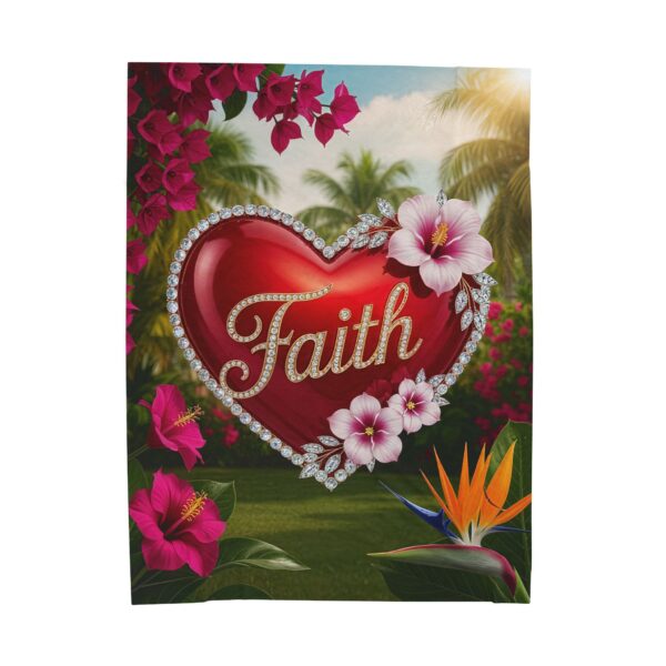 Our Beautiful "FAITH" 'Solid Red Heart' Inspirational Velveteen Plush Throw Blanket A Cozy Gift for Anniversary, Wedding Faith Home Decor Bedding - Image 2