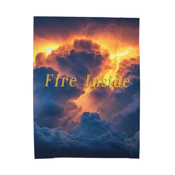 Throw Blanket with our beautiful 'Storm Light' "Fire Inside" design! Beauty of Creation Tropical Storm Velveteen Plush Blanket, Cozy Bedding - Image 2