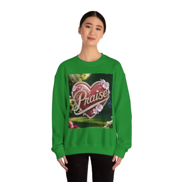 Crewneck Sweatshirt-with our "Praise" 'Solid Red heart' design. Vintage Inspired Faith Apparel, Gospel Fashion Unisex Heavy - Image 16