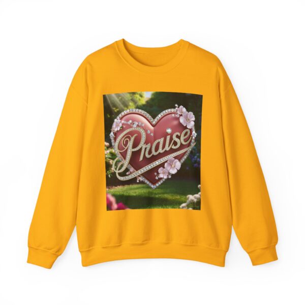 Crewneck Sweatshirt-with our "Praise" 'Solid Red heart' design. Vintage Inspired Faith Apparel, Gospel Fashion Unisex Heavy - Image 12