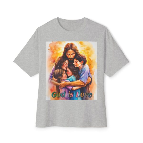 Our "God is Love" series with Jesus hugging a small family! Christian Unisex Tee, Oversized T-Shirt, Inspirational Shirt, Faith Apparel - Image 29