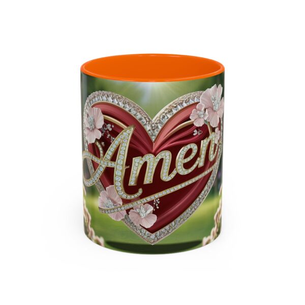 Our "Amen" Inspirational 'Elaborate Red Flowers Heart' design Accent Coffee Mug, Perfect for Wedding Gifts, Love & Faith Decor, Philippians 4:8 - Image 41
