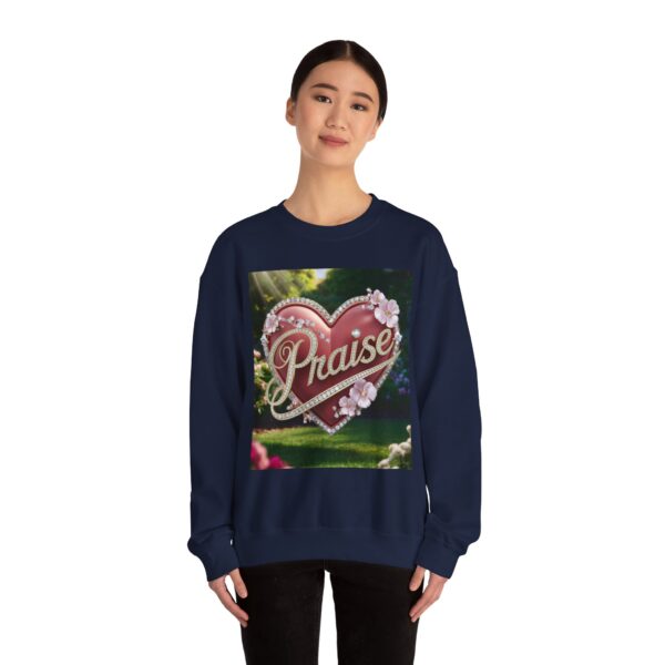 Crewneck Sweatshirt-with our "Praise" 'Solid Red heart' design. Vintage Inspired Faith Apparel, Gospel Fashion Unisex Heavy - Image 18