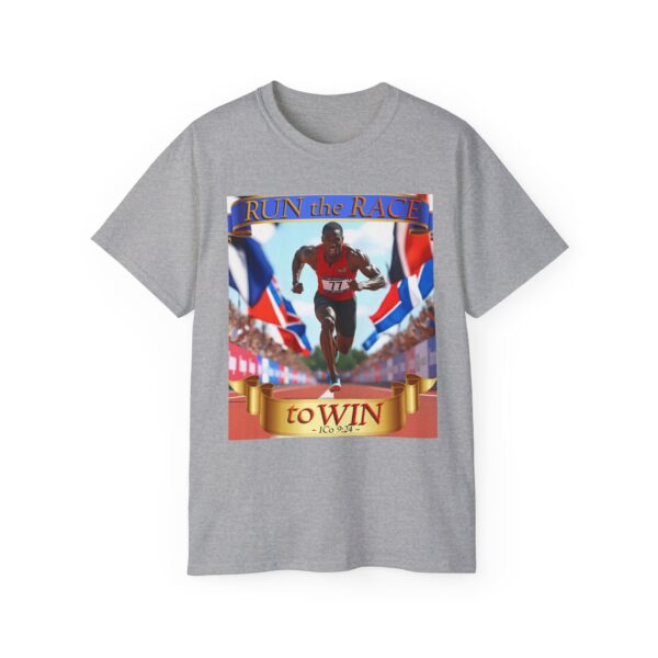Our "RUN the RACE to WIN" Biblical, Inspirational Christian Unisex Cotton T-Shirt, Faith Spiritual Apparel, Love Gift - Image 9